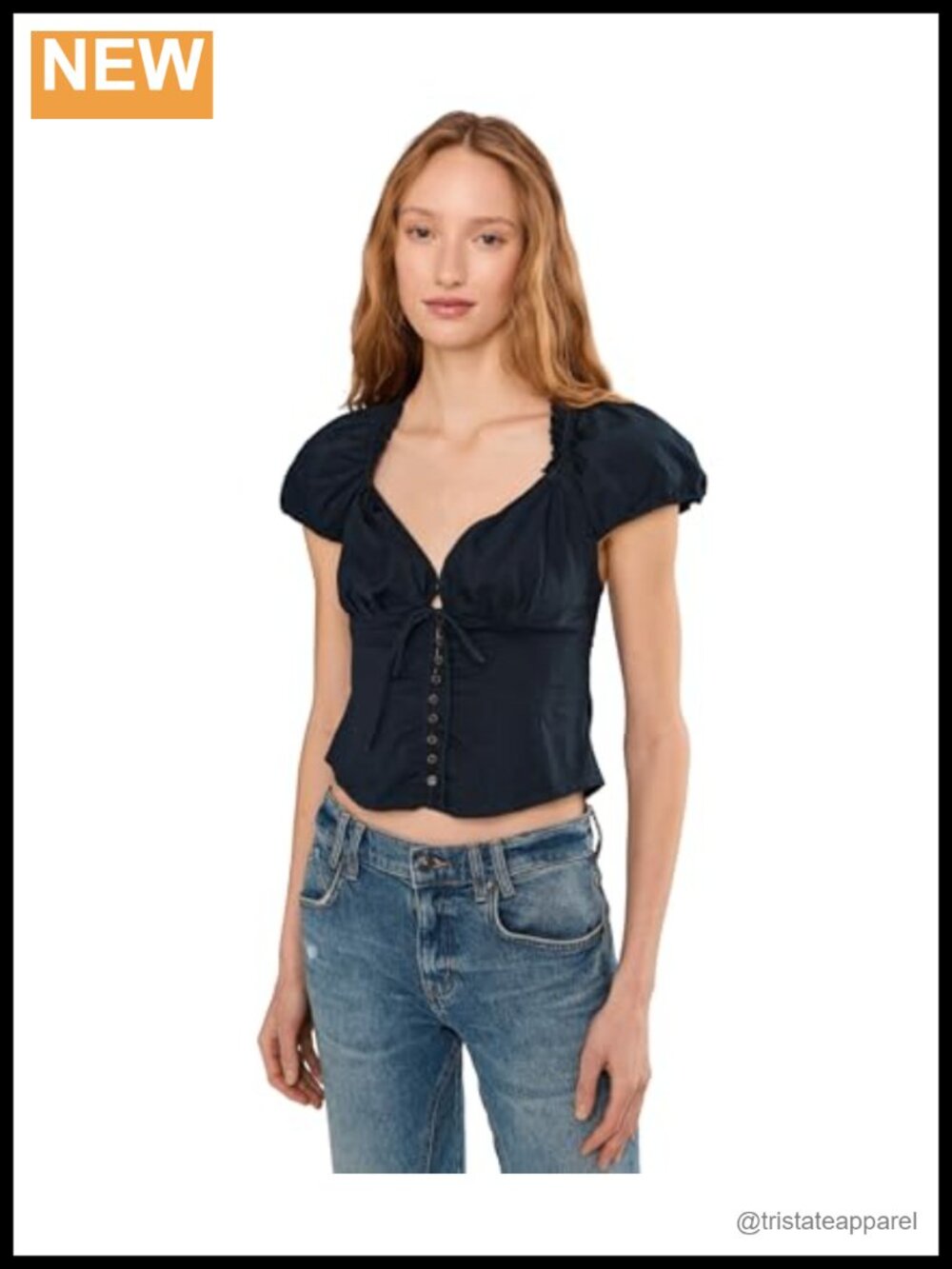 Free People Summer Short Sleeve Sweetheart Blouse Cotton Blend